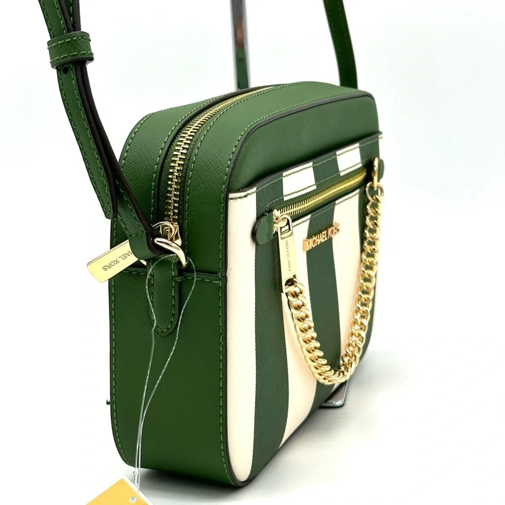 Michael Kors Large EW Zip Chain Xbody Crossbody Bag Fern Green Multi - Picture 5 of 11